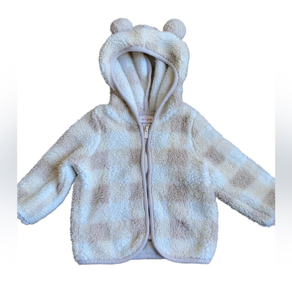 Cat & Jack Toddler Boy’s Cream Fleece Hoddie Jacket Size 12 Months - Picture 1 of 3